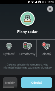 Voľby Fixný radar