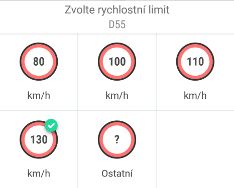 Zvolte rychlostní limit