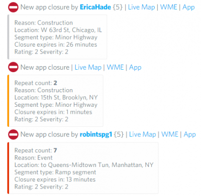 Waze Closure Bot Examples