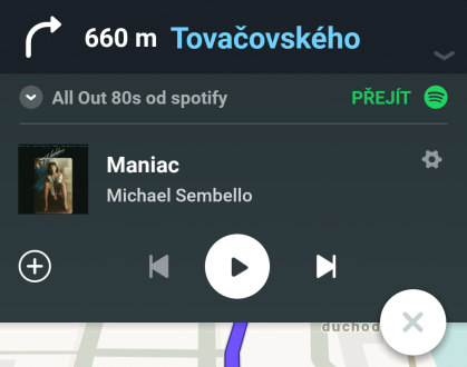 Ikona s trojúhelníkem spustí přehrávání hudby
